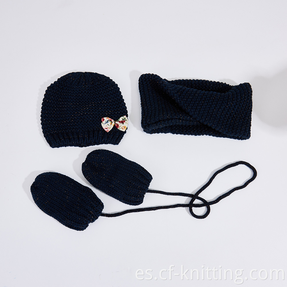 Knitted Beanie Scarf Gloves Sets 9